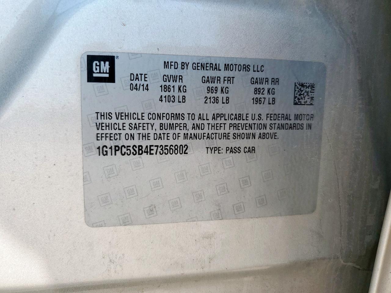 Lot #3305680740 2014 CHEVROLET CRUZE LT