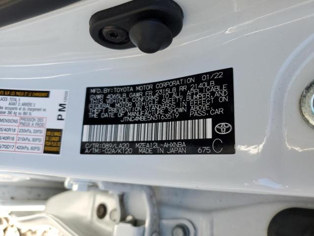 2022 TOYOTA COROLLA XS JTNC4MBE5N3163519