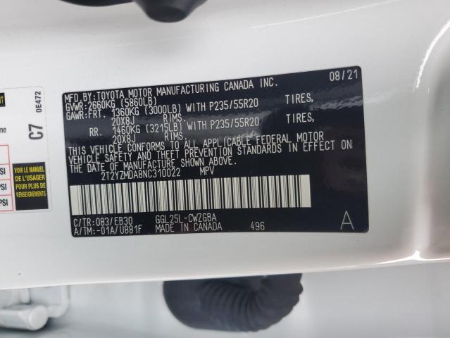 2022 LEXUS RX 350 F S 2T2YZMDA8NC310022