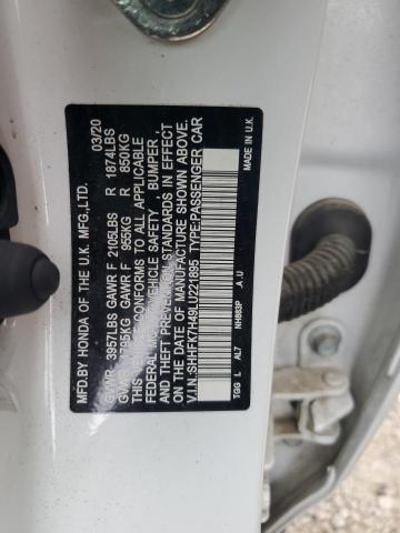 2020 HONDA CIVIC SPORT SHHFK7H49LU221895