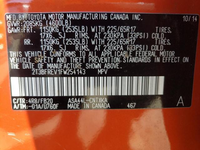 2015 TOYOTA RAV4 LE 2T3BFREV1FW254143