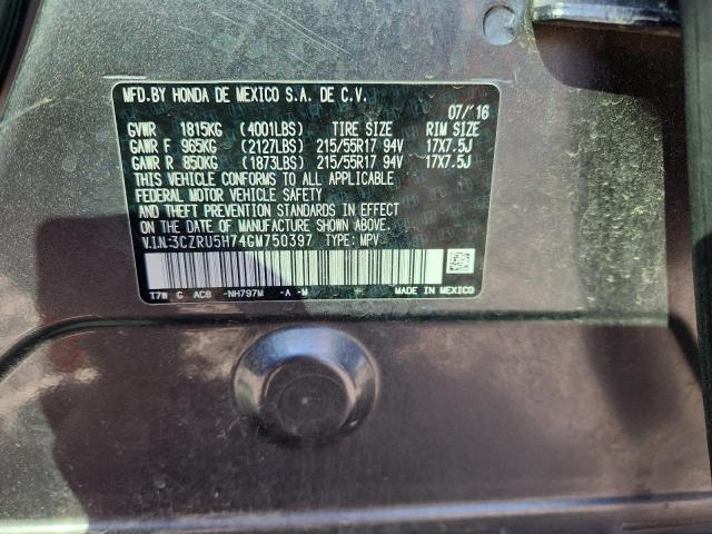 2016 HONDA HR-V EXL 3CZRU5H74GM750397