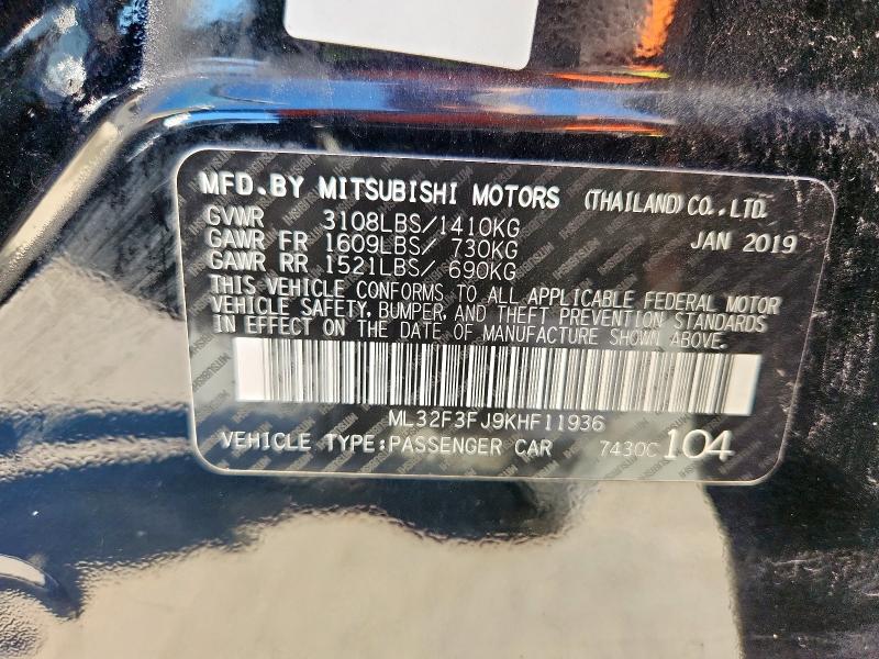 2019 MITSUBISHI MIRAGE G4 ML32F3FJ9KHF11936