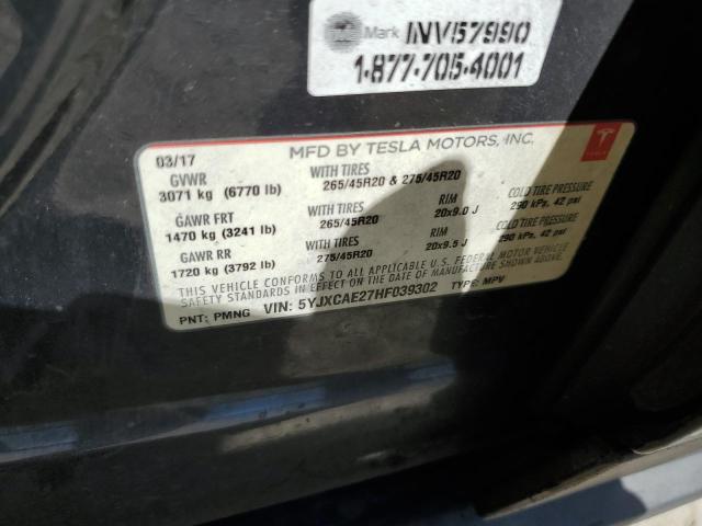 2017 TESLA MODEL X - 5YJXCAE27HF039302