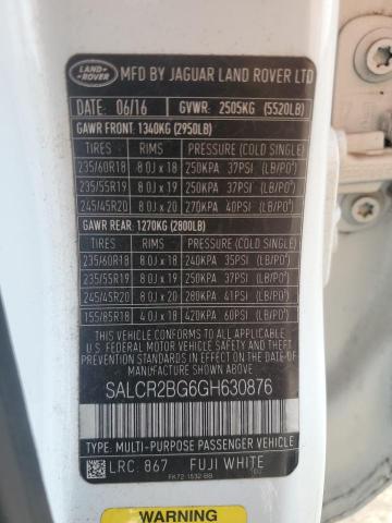 2016 LAND ROVER DISCOVERY SALCR2BG6GH630876