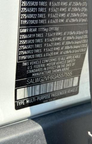 2016 LAND ROVER RANGE ROVE SALWG2VF6GA557555