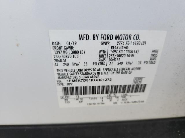 2019 FORD EXPLORER XLT - 1FM5K7D81KGB01272