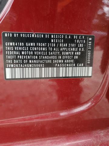 2016 VOLKSWAGEN JETTA S 3VW267AJ4GM250692