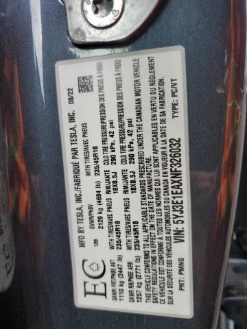 2022 TESLA MODEL 3 - 5YJ3E1EAXNF326032