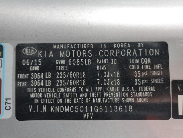 2016 KIA SEDONA EX KNDMC5C11G6113618