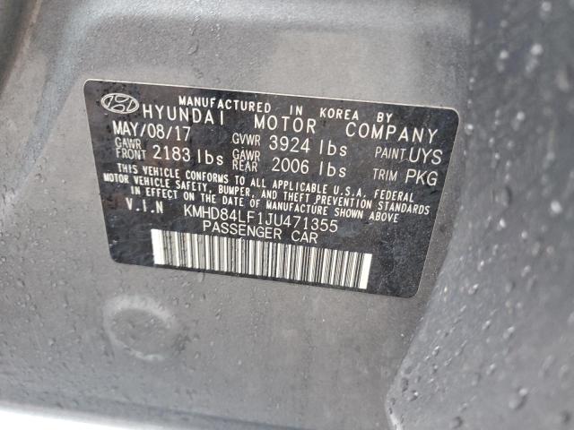 2018 HYUNDAI ELANTRA SEL KMHD84LF1JU471355