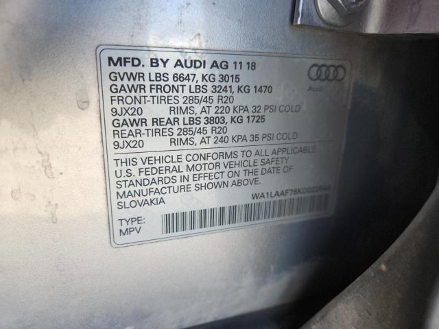 2019 AUDI Q7 PREMIUM - WA1LAAF76KD022644