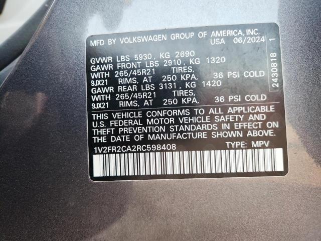 2024 VOLKSWAGEN ATLAS SEL PREMIUM R-LINE - 1V2FR2CA2RC598408