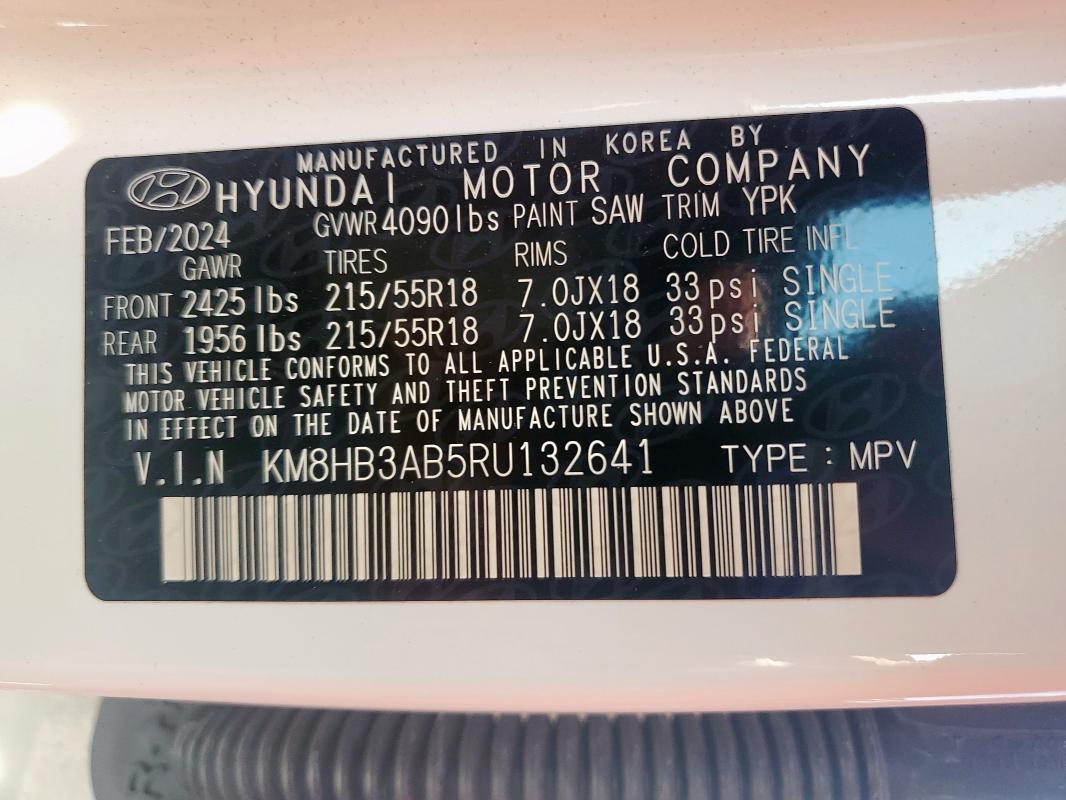 2024 HYUNDAI KONA SEL KM8HB3AB5RU132641