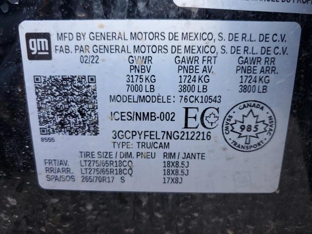 2022 CHEVROLET SILVERADO - 3GCPYFEL7NG212216