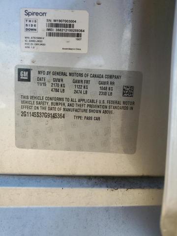 2016 CHEVROLET IMPALA LTZ 2G1145S37G9145364