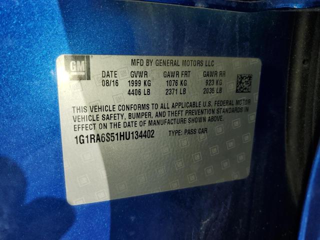 2017 CHEVROLET VOLT LT 1G1RA6S51HU134402