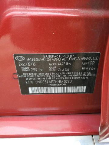 2017 HYUNDAI SONATA SPO 5NPE34AF7HH540290