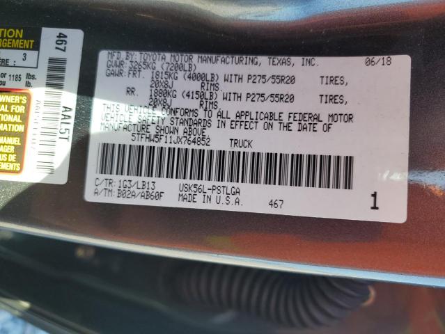 2018 TOYOTA TUNDRA CREWMAX LIMITED 5TFHW5F11JX764852