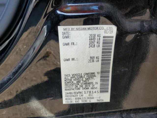 2019 NISSAN ALTIMA SL 1N4BL4EW9KC178145