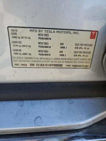 2015 TESLA MODEL S 60 5YJSA1S14FF080592