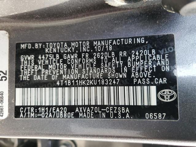 2019 TOYOTA CAMRY L 4T1B11HK2KU183247