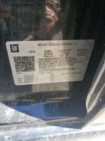 2019 CHEVROLET SILVERADO K1500 RST 1GCRYEED1KZ291146