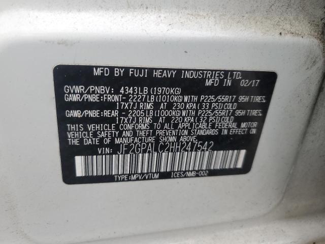 2017 SUBARU CROSSTREK LIMITED JF2GPALC2HH247542