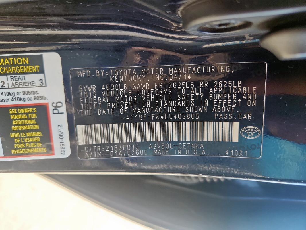 2014 TOYOTA CAMRY L - 4T1BF1FK4EU403805