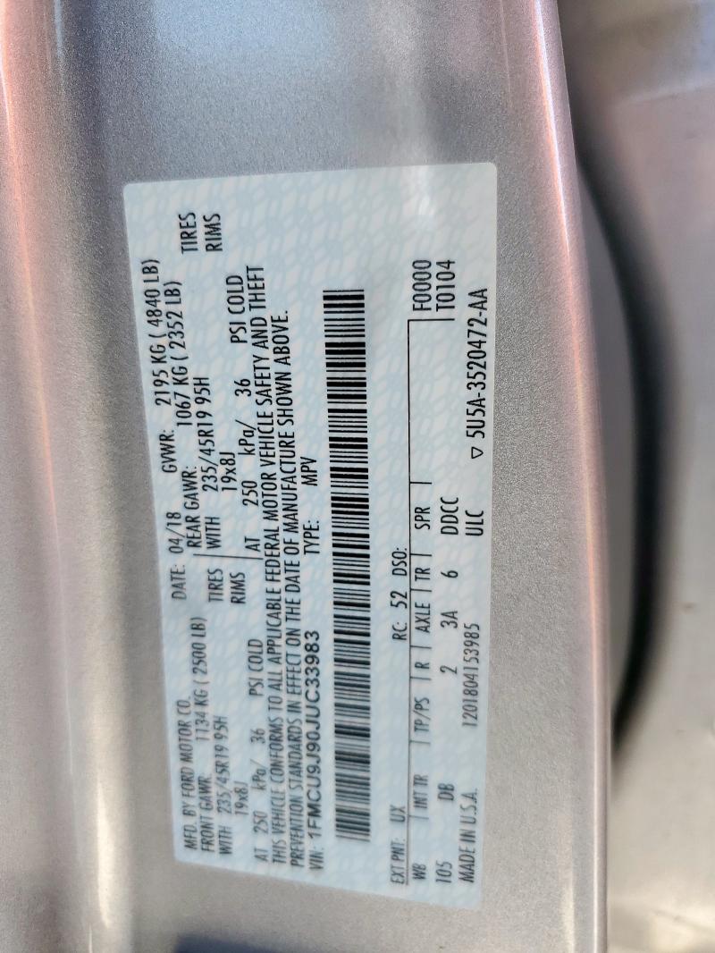 2018 FORD ESCAPE TIT #3320325962