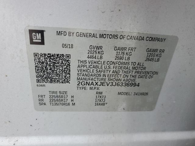 2018 CHEVROLET EQUINOX LT 2GNAXJEV3J6336994