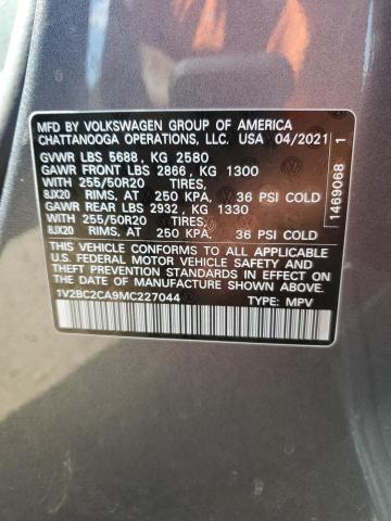 2021 VOLKSWAGEN ATLAS CROS 1V2BC2CA9MC227044