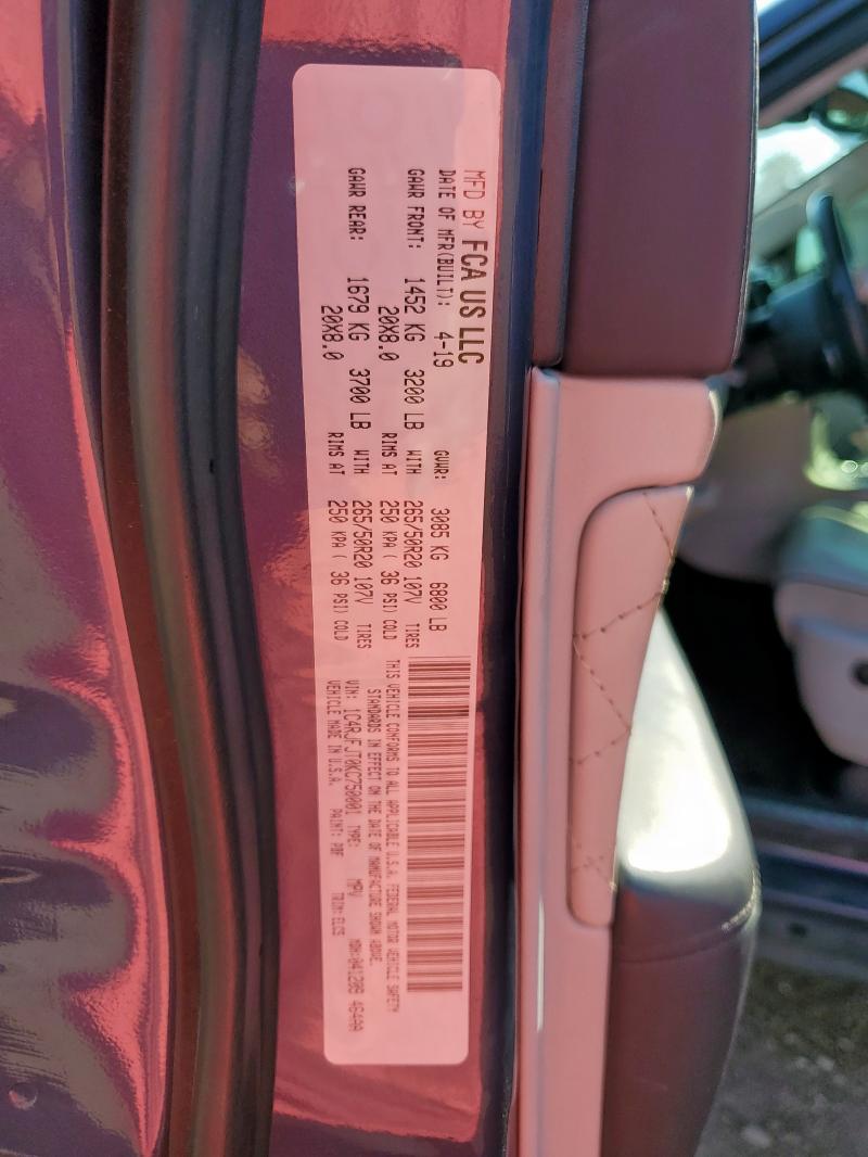 2019 JEEP GRAND CHEROKEE SUMMIT 1C4RJFJT0KC750001