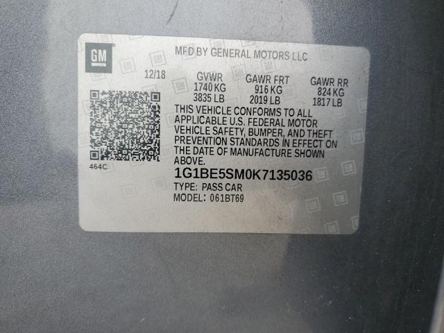 2019 CHEVROLET CRUZE LT - 1G1BE5SM0K7135036