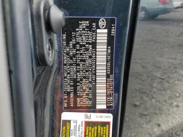 2012 TOYOTA CAMRY BASE - 4T4BF1FK8CR228431