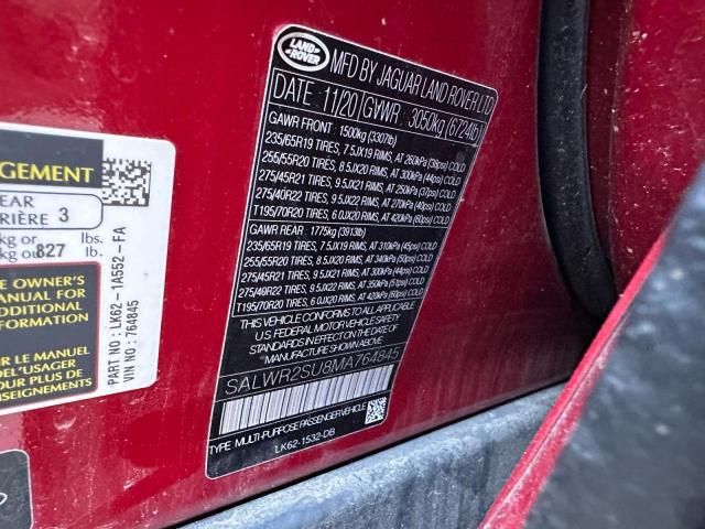 2021 LAND ROVER RANGE ROVE SALWR2SU8MA764845