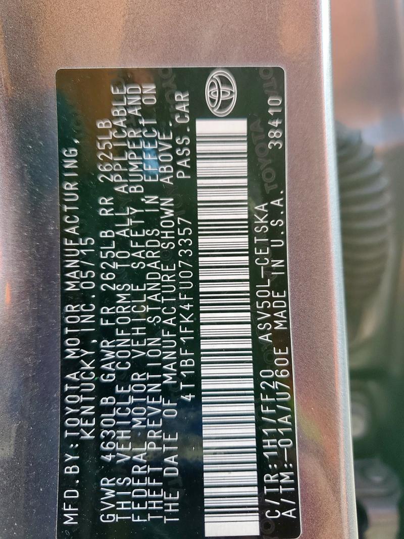 2015 TOYOTA CAMRY LE 4T1BF1FK4FU073357