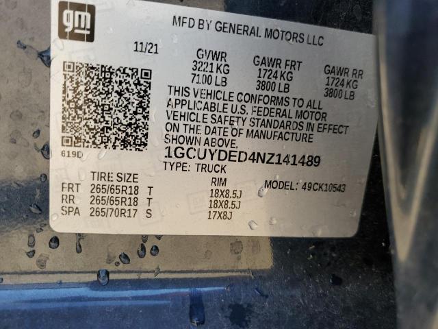 2022 CHEVROLET SILVERADO - 1GCUYDED4NZ141489