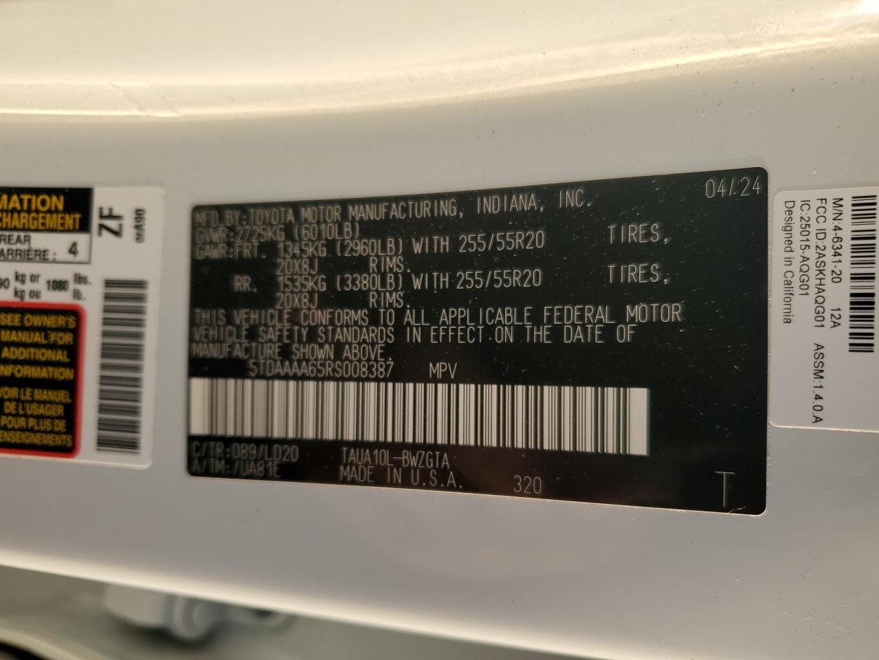 Lot #3282591887 2024 LEXUS TX 350 BAS