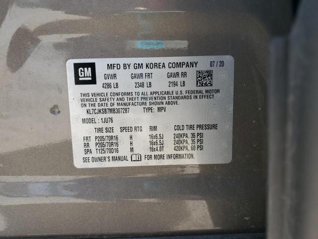 2021 CHEVROLET TRAX LS KL7CJKSB7MB307287