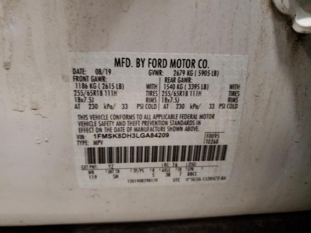 2020 FORD EXPLORER XLT 1FMSK8DH3LGA84209