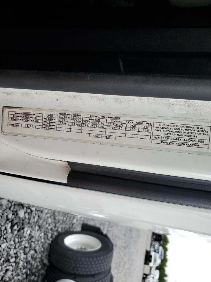 Lot #3285540266 2017 PETERBILT TRACTOR 579