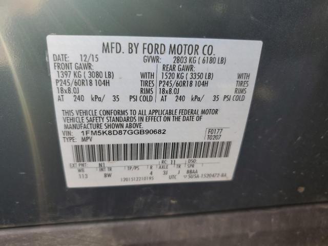 2016 FORD EXPLORER X 1FM5K8D87GGB90682