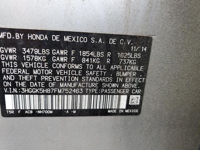 2015 HONDA FIT EX 3HGGK5H87FM752463