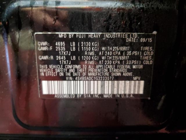 2016 SUBARU OUTBACK 2. 4S4BSADC1G3233077