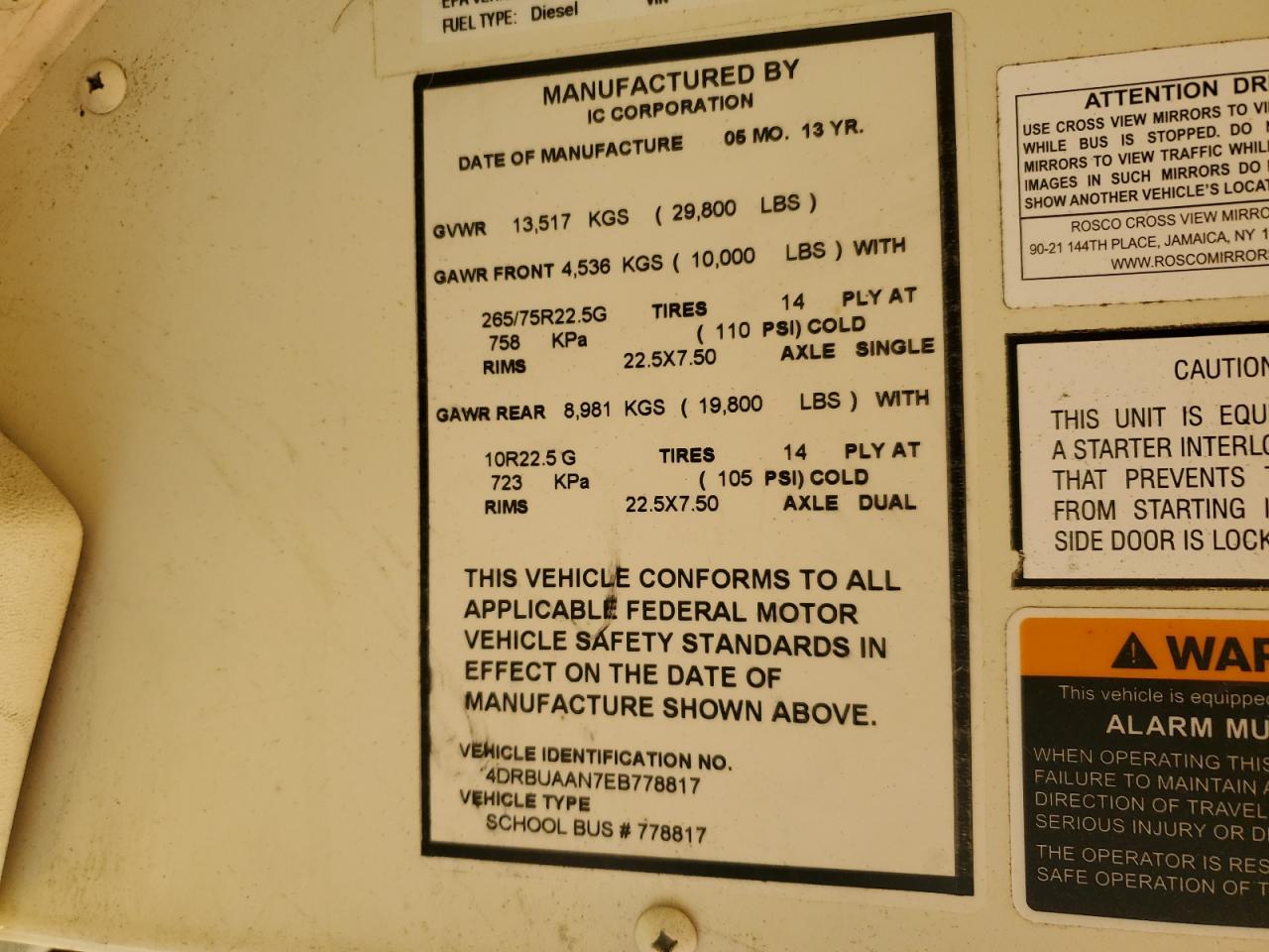 Lot #3234341049 2014 IC CORPORATION CE SERIES SCHOOL