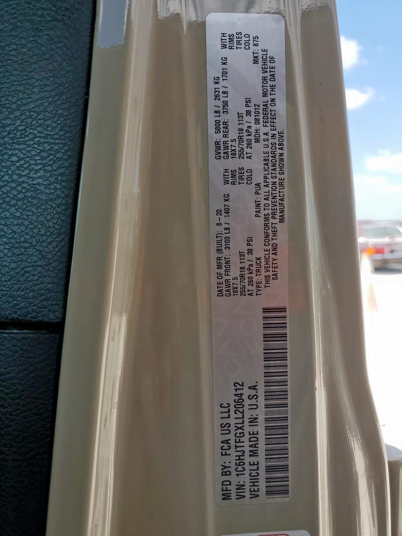 2020 JEEP GLADIATOR - 1C6HJTFGXLL206412