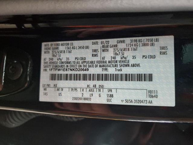 2022 FORD F150 SUPER - 1FTFW1E87NKD20649