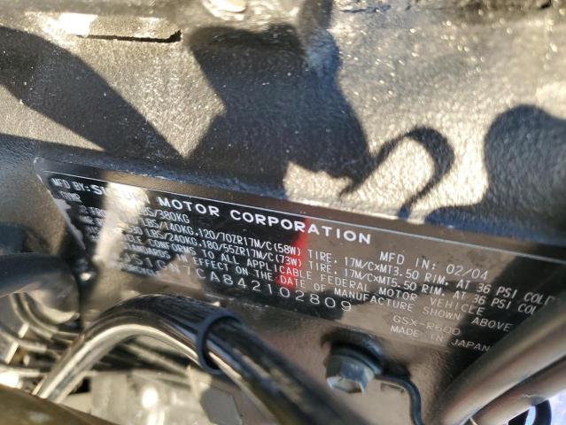 2004 SUZUKI GSX-R600 K JS1GN7CA842102809