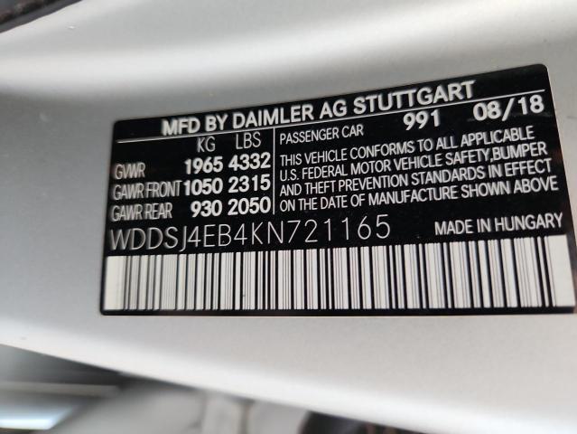 2019 MERCEDES-BENZ CLA 250 WDDSJ4EB4KN721165